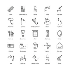 Beauty icons set isolate white background vector stock illustration.