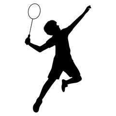 cute man play badminton silhouette