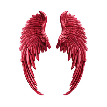 Red angel wings in realistic style isolated on transparent background,transparency 