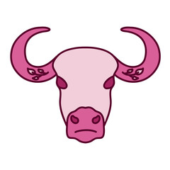 Cowgirl sticker - pink head of bull. Western and wild west theme.