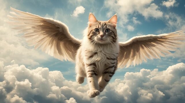 flying cat with wing