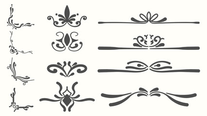 Decorative corners and dividers. Vintage calligraphic frame elements