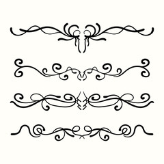 Vintage label ornament dividers. Decoration vintage style design. Collection of hand drawn borders