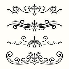 Calligraphic dividers. Collection of hand drawn borders