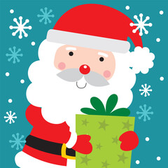Cute Santa Claus bring Christmas present