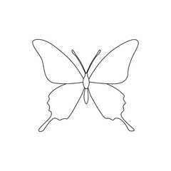 Continuous butterfly one line drawing and simple single outline vector Drawing