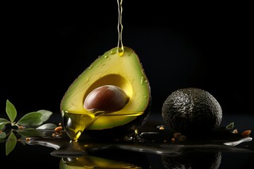 Fresh and ripe avocado cut in half