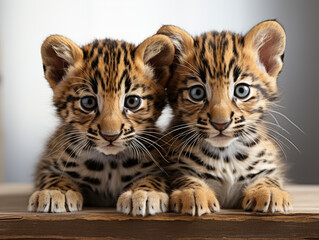 two leopards puppies , AI generated - obrazy, fototapety, plakaty