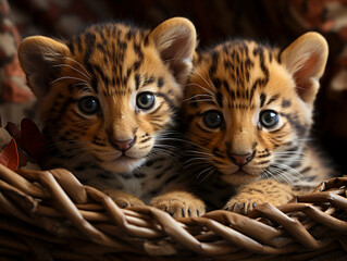 two leopards puppies , AI generated