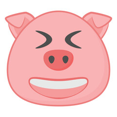 Pig emoji, smiling face with a tightly closed eyes