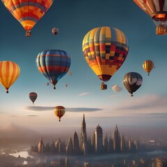 A whimsical, floating city of hot air balloons amidst a sea of clouds5