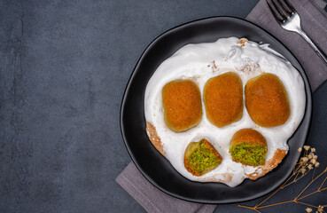 Turkish dessert kerebic on black background