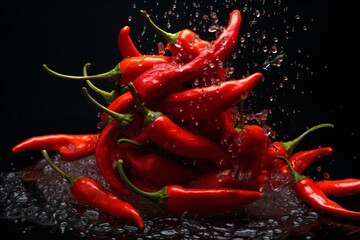 Assortment of green and red chillies