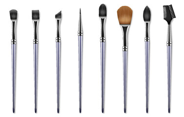 Makeup blush. Beauty cosmetics mockups set. Isolated realistic luxury icons. Fashion accessory for cosmetics, artist tools for model face