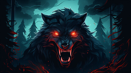 Mystical Werewolf in the Night Captivating Vector