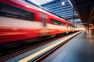 Fototapeta na wymiar fast train in business center with motion blur background
