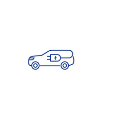 f Electro Car and vehicle Related Vector Line Icons.