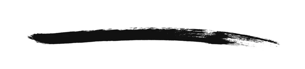 Fotobehang Schwarzer Pinselstreifen schnell gemalt zum Unterstreichen © kebox