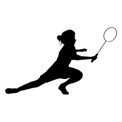 cute girl play badminton silhouette