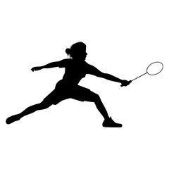 cute girl play badminton silhouette