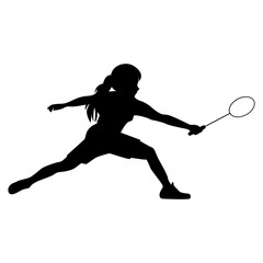 cute girl play badminton silhouette