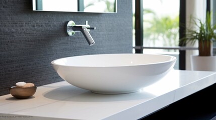 Stylish white sink in modern bathroom