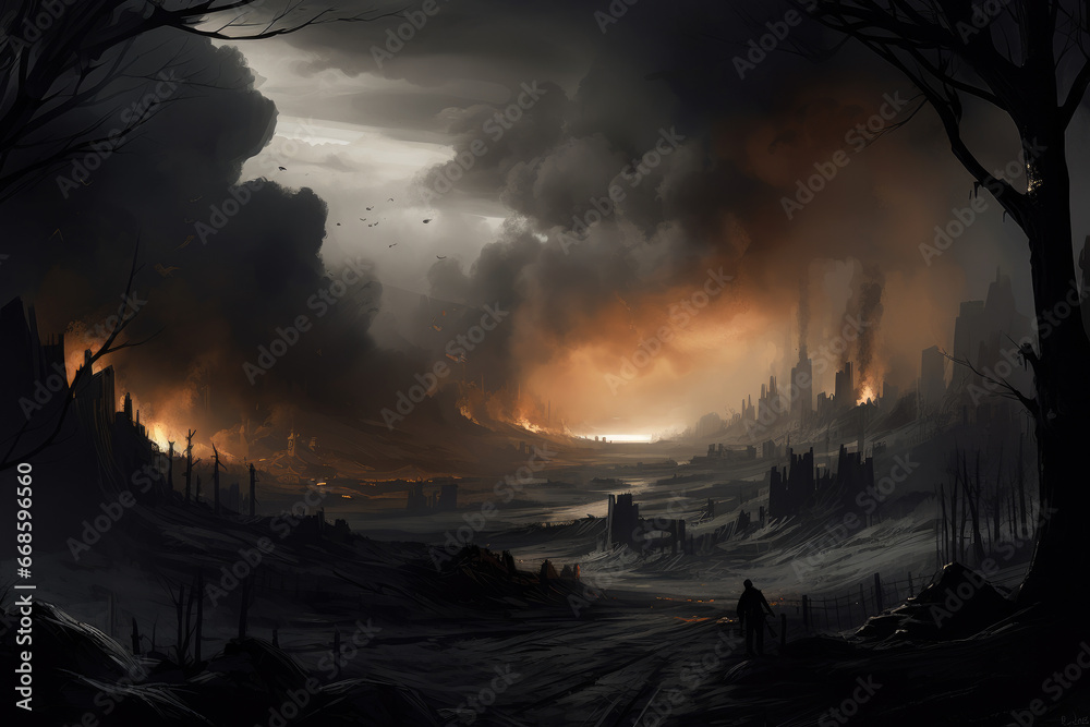 Canvas Prints fire in the mountains - generative ai