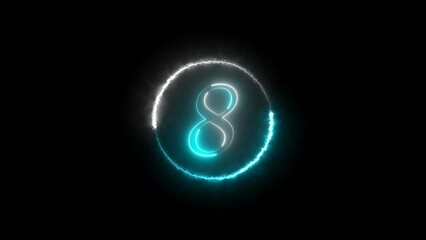 abstract glowing neon countdown timer number illustration 4k 
