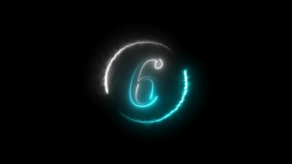 abstract glowing neon countdown timer number illustration 4k 
