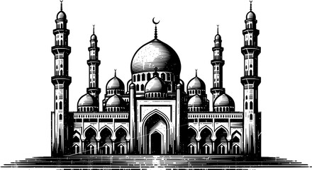 Mosque Vintage Engraving Illustration