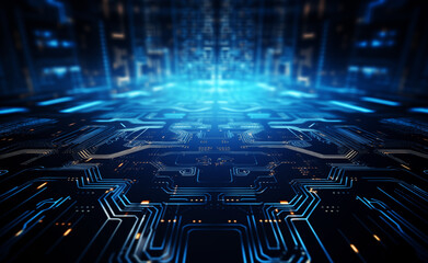 Naklejka premium Modern background related to technology and cyberspace. Focus on elements such as digital abstractions