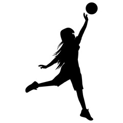 cute girl play basketball silhouette