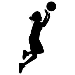 cute girl play basketball silhouette