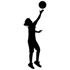 cute girl play basketball silhouette