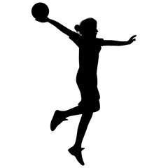 cute girl play basketball silhouette
