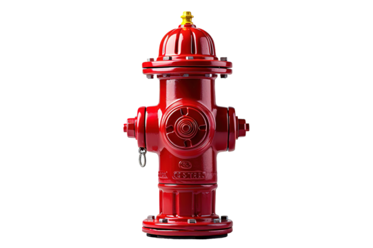 bright red fire hydrant isolated PNG Background. Generative Ai.