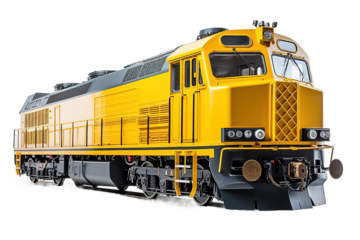 Modern diesel railway locomotive with great power and strength for moving long and heavy railroad train. isolated PNG Background. Generative Ai.