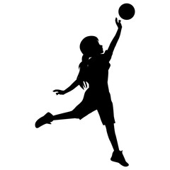 cute girl play basketball silhouette