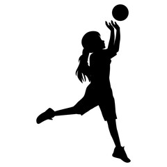 cute girl play basketball silhouette