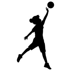 cute girl play basketball silhouette