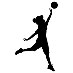 cute girl play basketball silhouette