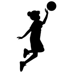 cute girl play basketball silhouette