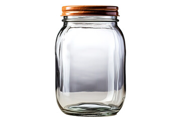 clear tall glass jar with silver lid, transparent, sparkly and brilliant, for food, liquids, sauces, grain, isolated PNG Background. Generative Ai. - Powered by Adobe
