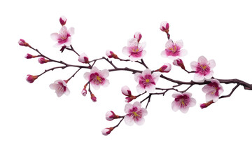Welcoming Chinese New Year with Vibrant Plum Blossoms Isolated On Transparent Background.
