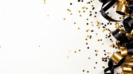 New Years Eve corner border of gold and black confect