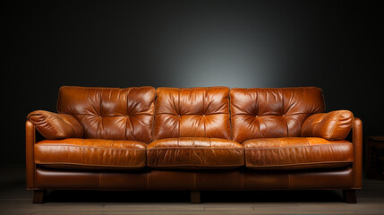 Brown leather sofa.