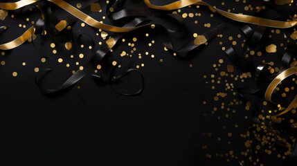 New Years party double border of shiny black and golden sprinkles