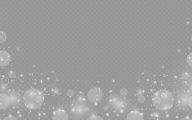 Dust sparks and stars shine with a special light. Christmas light effect. Glittering particles of magic dust.Vector sparkles on a transparent background.