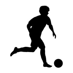 Fototapeta na wymiar cute man play soccer silhouette