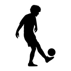 cute man play soccer silhouette